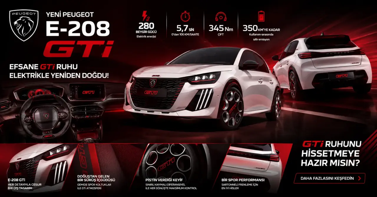 Yeni Peugeot E-208 GTi Tanıtıldı: Efsane GTi Ruhunun Elektrikli Dönüşü