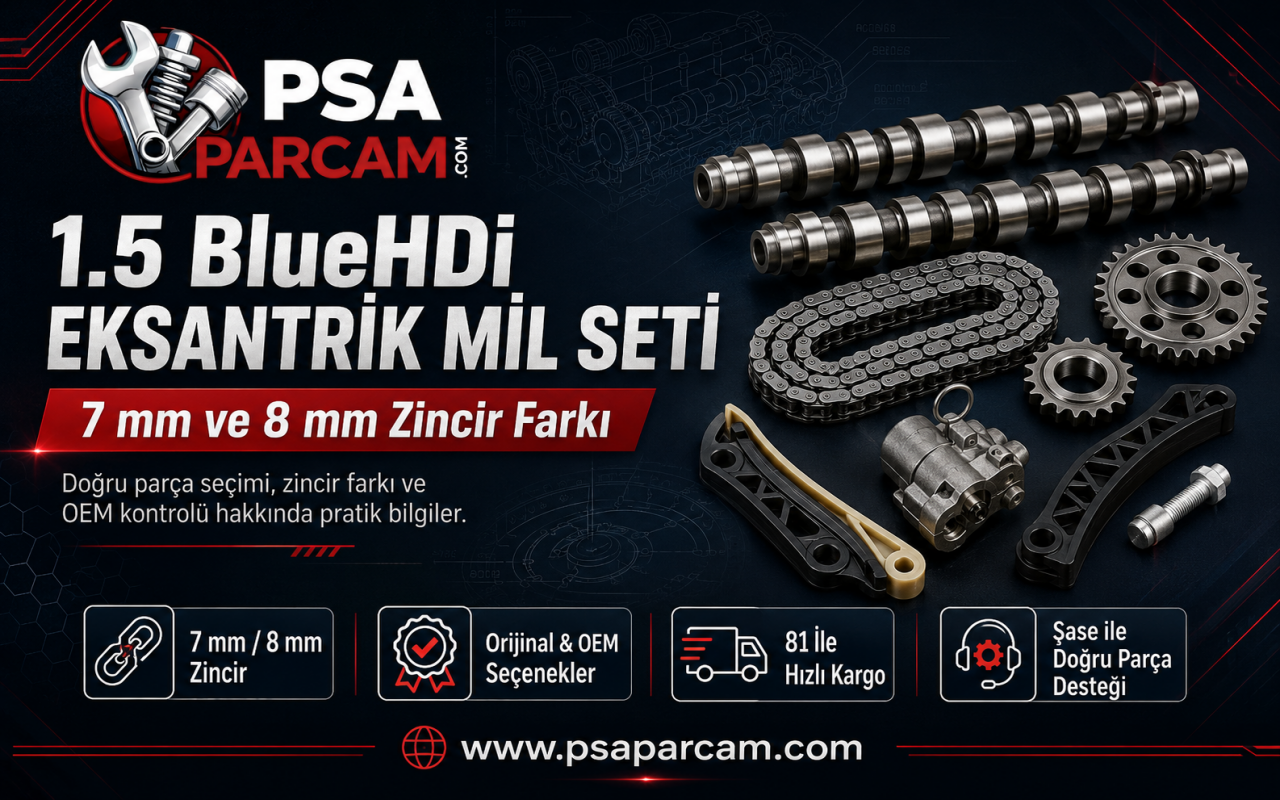 1.5 BlueHDi eksantrik mil seti Fiyatları: 7 mm ve 8 mm Zincir Farkı