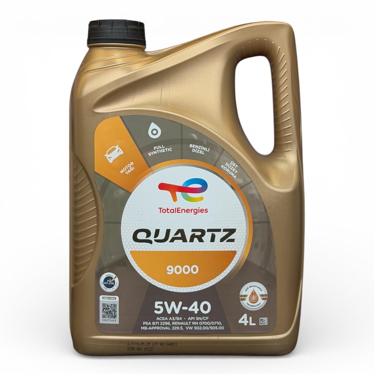 Total Quartz 9000 5W-40 Tam Sentetik Motor Yağı 4 LT 213712