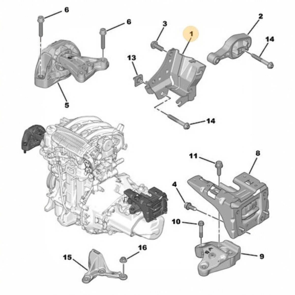 Peugeot 207 Motor Kulak Braketi PSA Orijinal 1806.85